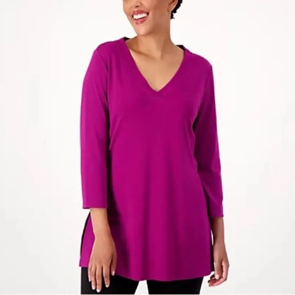 Isaac Mizrahi Live! Essentials Pima Cotton Vneck Tunic